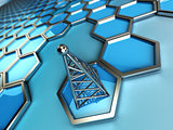 communications tower and hexagons