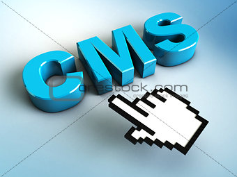hand cursor points to a CMS