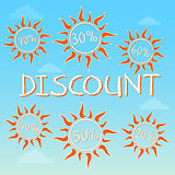 summer discount with different percentages in suns