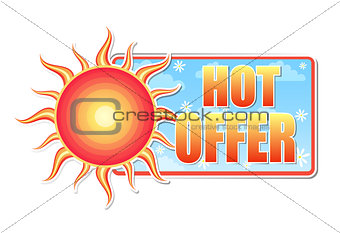 hot offer in label with sun