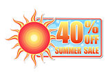 40 percentages off summer sale in label with sun