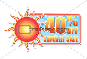 40 percentages off summer sale in label with sun