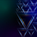 abstract blue green background with shining multicolored triangl