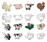 Cartoon Farm Animal Illustrations