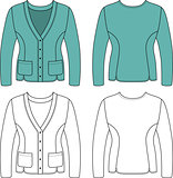 Template outline illustration of a blank cardigan