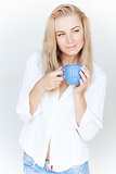 Beautiful woman with coffee cup