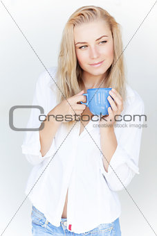 Beautiful woman with coffee cup