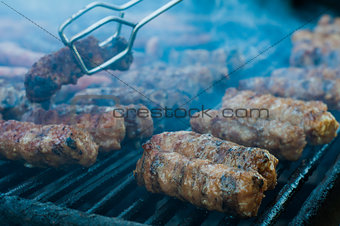 Meat rolls on the grill