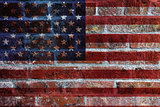 USA Flag on Brick Wall Background