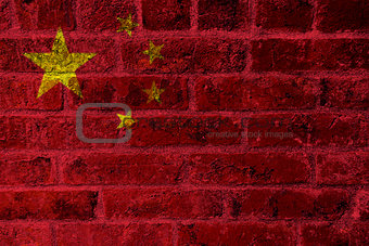 Peoples Republic of China Flag on Brick Wall