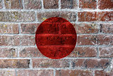 Japan Flag on Brick Wall Background