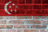 Singapore Flag on Brick Wall Background