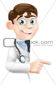 Doctor Pointing at Banner