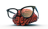 big brain with black glasses