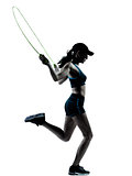 woman runner jogger jumping rope