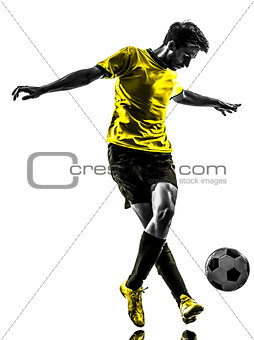 brazilian soccer football player young man dribbling silhouette