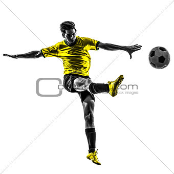 brazilian soccer football player young man kicking silhouette