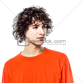 young man serious looking away portrait