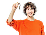 young man holding keys portrait
