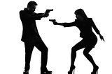 couple woman man detective secret agent criminal  silhouette