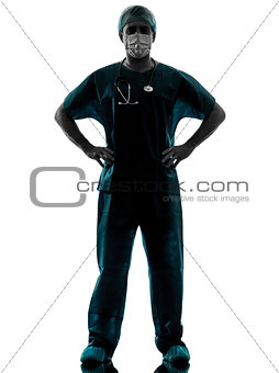 doctor surgeon man with face mask silhouette