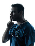 doctor man surgeon hushing portrait  silhouette