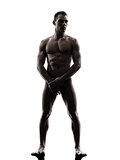 handsome naked muscular man standing full length silhouette