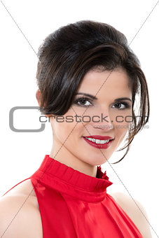 beautiful toothy smiling caucasian woman portrait 
