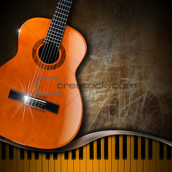 Acoustic Guitar and Piano Grunge Background