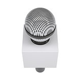 Television microphone with blank advertising cube