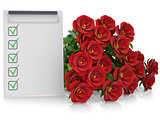 Group of red roses and checklist