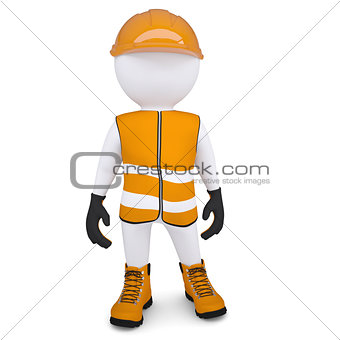 3d white man in overalls