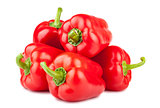 Five red sweet peppers