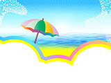 Sea landscape with umbrella