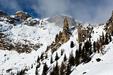 Rocky Mountains on the Ski Resort of Arabba, Dolomites Alps, Ita