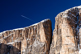 Cliffs on Peak Vallon at Ski Resort of Corvara, Alta Badia, Dolo