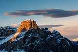 Sassongher Peak on the Ski Resort of Corvara, Alta Badia, Dolomi