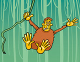 ape in the jungle cartoon illustration
