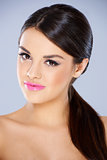 Sweet young girl with pink lipstick