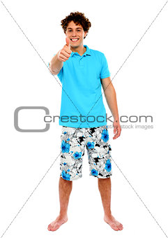 Thumbs-up from a casual guy