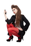 Teenage girl in black and red clothes