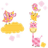 cute birds & giraffe 