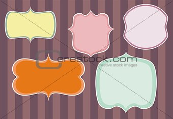 Vector collection of doodle, retro colorful frames on dark background