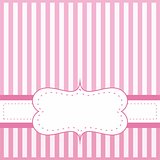 Pink vector card invitation for baby shower, wedding or birthday party with white stripes.