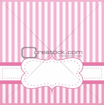 Pink vector card invitation for baby shower, wedding or birthday party with white stripes.
