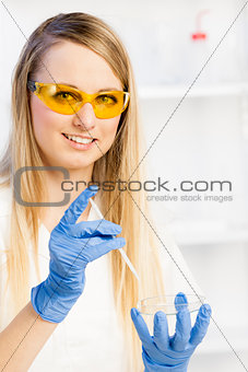 portrait of young woman in laboratory