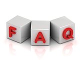 FAQ text on white cubes