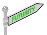 FUTURITY arrow sign with letters 