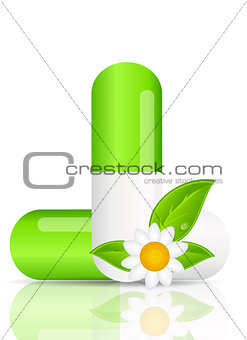 Herbal pill icon.Environment background vector illustration