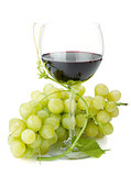 Red wine glass and grapes